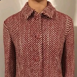 Piazza Sempione women's red and white chevron wool coat